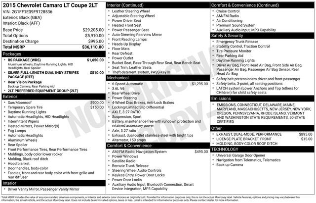 2015 Chevrolet Camaro 2LT Raleigh NC