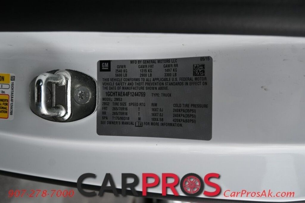 2015 Chevrolet Colorado WT 2.5L - 4X4 - Bluetooth - Backup Camera - A.R.E. Topper Paint Matched - 1 Owner Anchorage AK