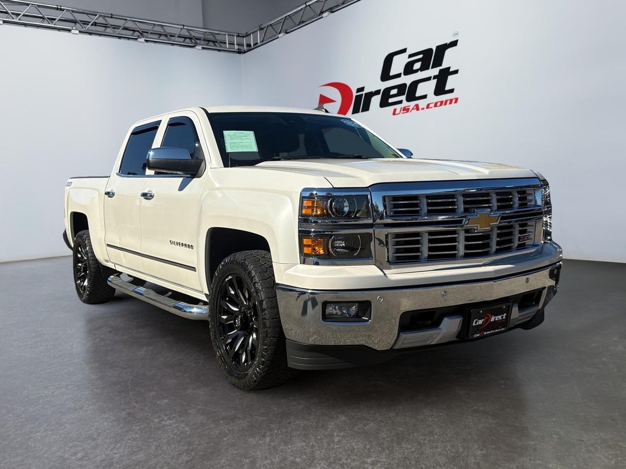 2015 Chevrolet Silverado 1500 LTZ, FORWARD COLLISION ALERT, LANE KEEP ASSIST, RUNNING BOARDS, TOW PACKAGE, REAR POWER SLIDING WINDOW, CUSTOM FUEL WHEELS, HEATED & VENTILATED SEATS, LOW MILEAGE, CLEAN CARFAX, THIS TRUCK IS MADE FOR YOUR DRIVEWAY!