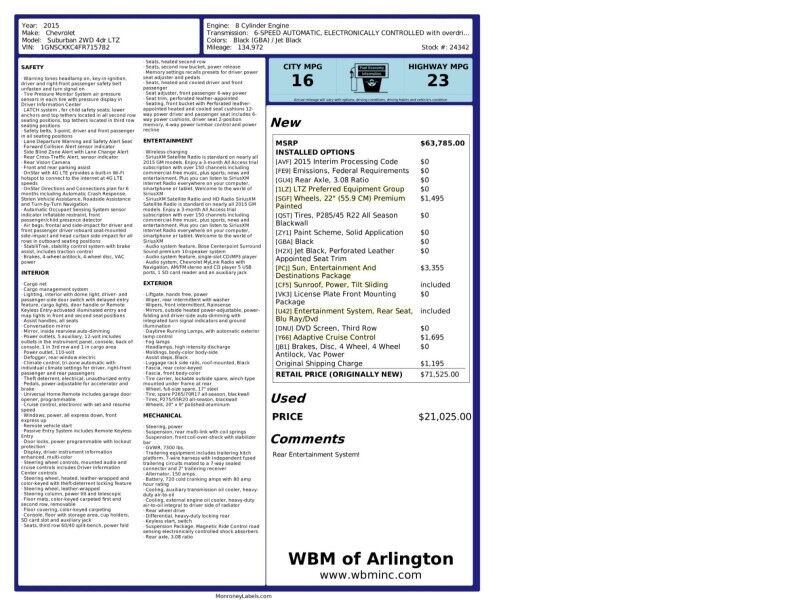 2015 Chevrolet Suburban LTZ RWD