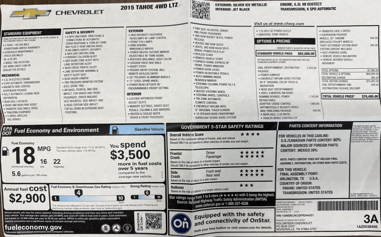2015 Chevrolet Tahoe LTZ Knoxville TN
