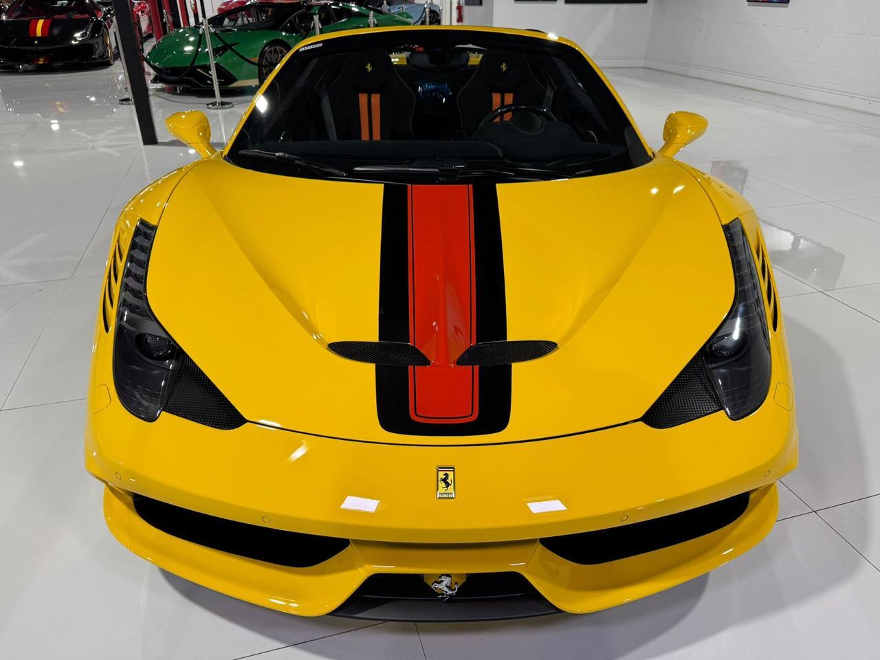 2015 Ferrari 458 Speciale Aperta Giallo Modena paint, painted stripes, Rosso Dino accents AND MUCH MORE!!! Fort Lauderdale FL