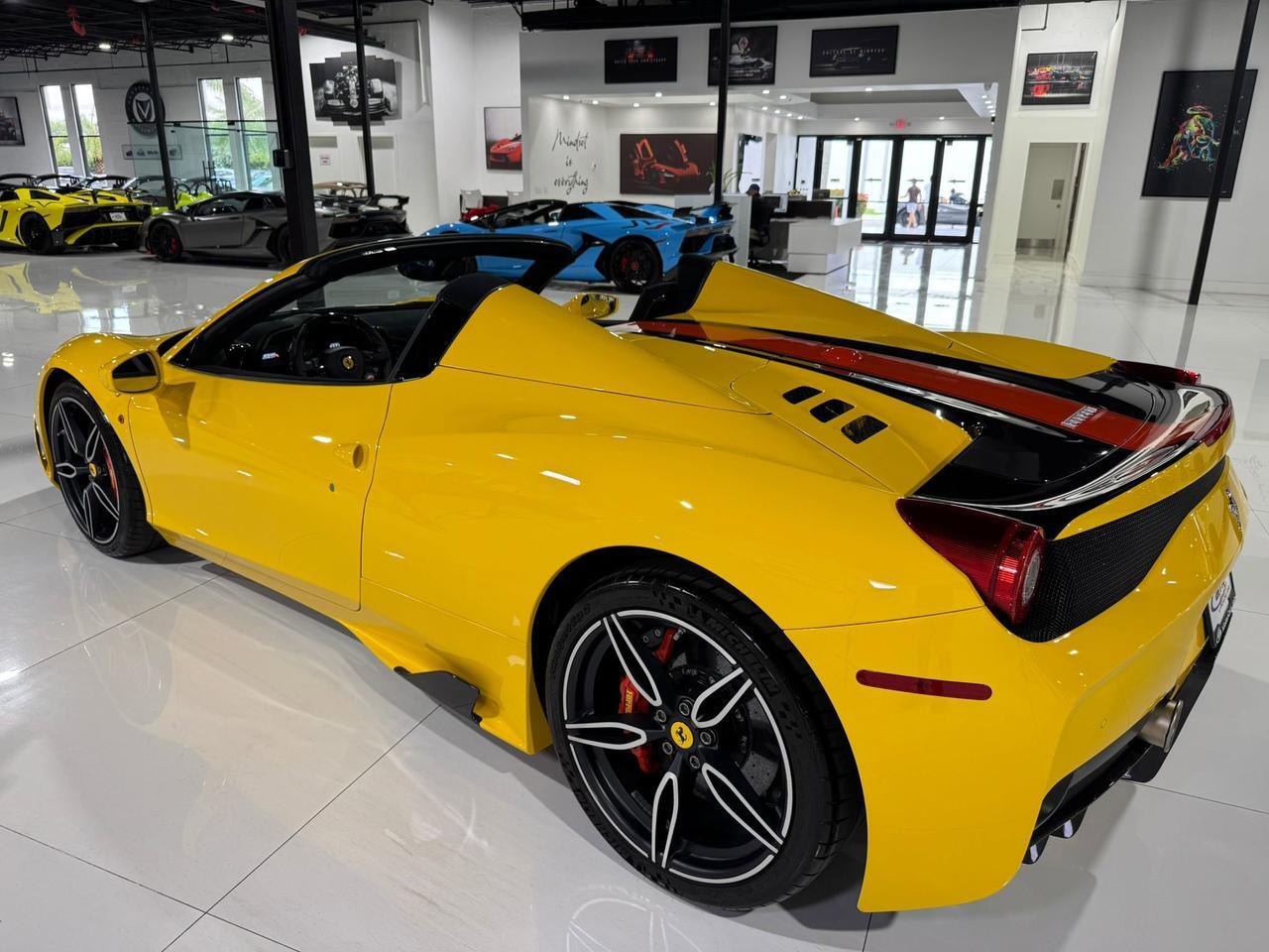 2015 Ferrari 458 Speciale Aperta Giallo Modena paint, painted stripes, Rosso Dino accents AND MUCH MORE!!! Fort Lauderdale FL