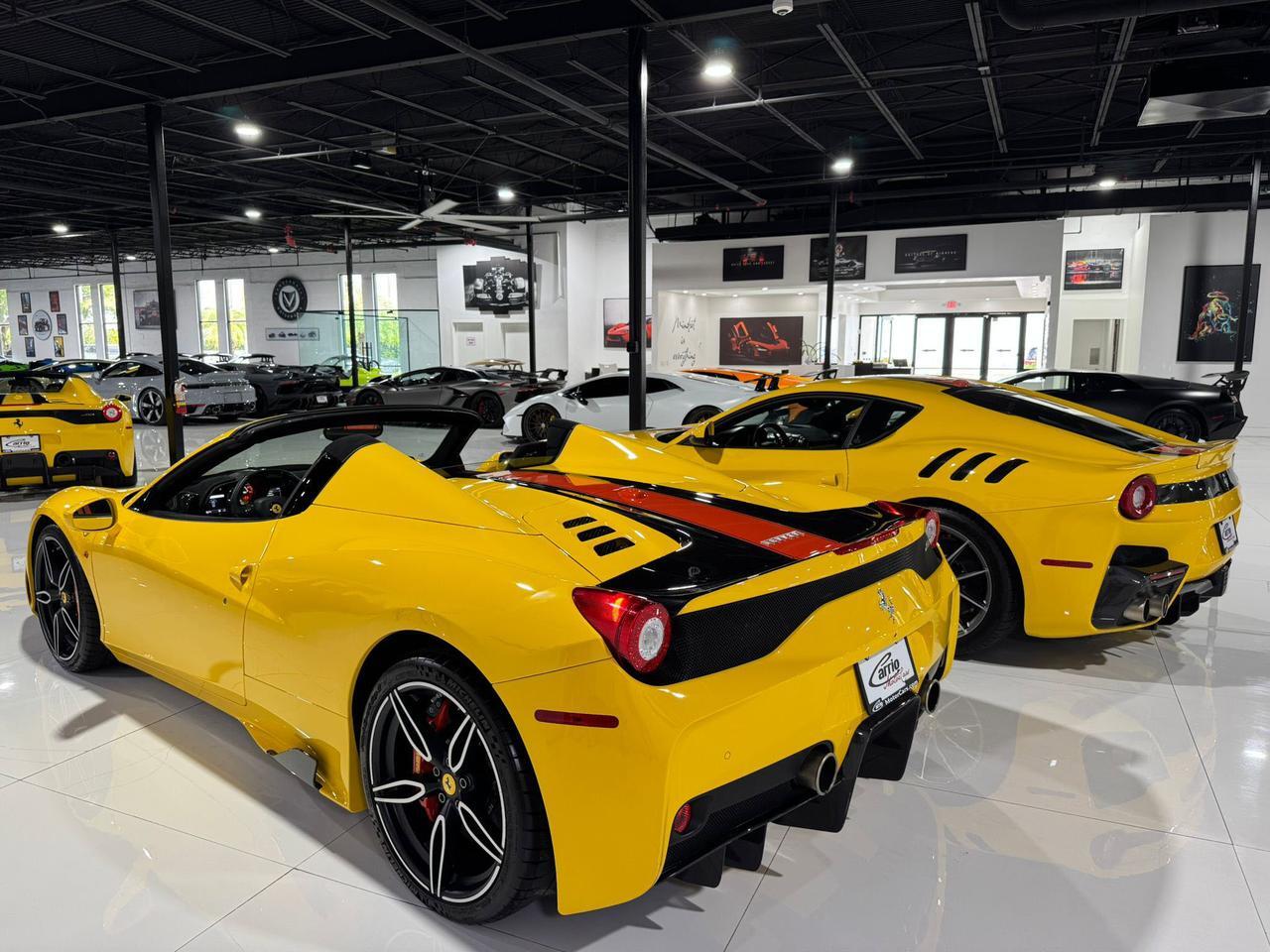 2015 Ferrari 458 Speciale Aperta Giallo Modena paint, painted stripes, Rosso Dino accents AND MUCH MORE!!! Fort Lauderdale FL