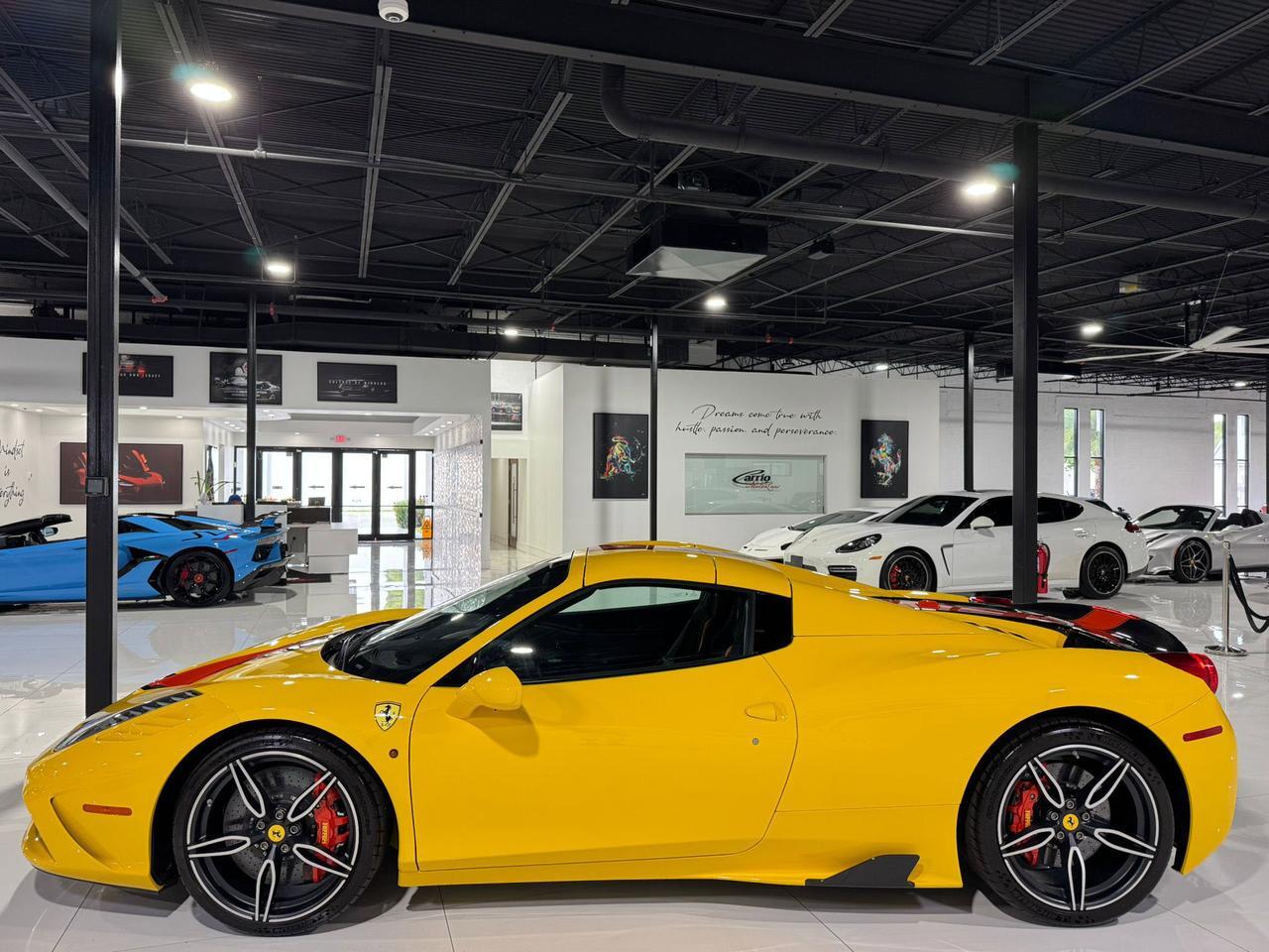 2015 Ferrari 458 Speciale Aperta Giallo Modena paint, painted stripes, Rosso Dino accents AND MUCH MORE!!! Fort Lauderdale FL