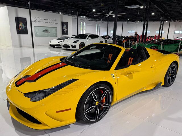 2015 Ferrari 458 Speciale Aperta Giallo Modena paint, painted stripes, Rosso Dino accents AND MUCH MORE!!! Fort Lauderdale FL