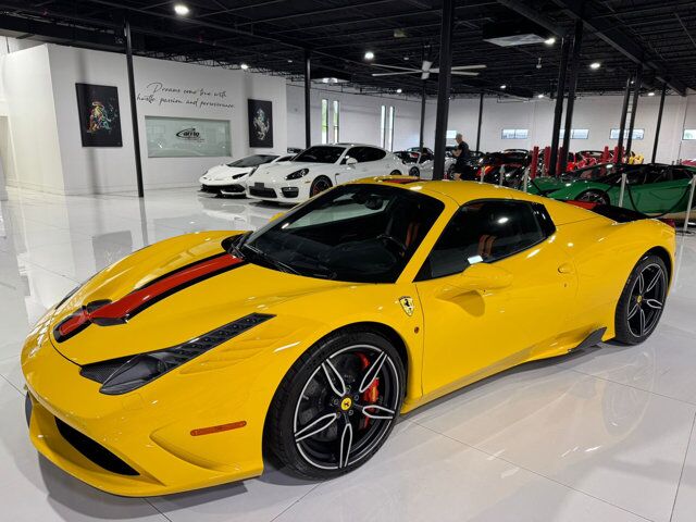 2015 Ferrari 458 Speciale Aperta Giallo Modena paint, painted stripes, Rosso Dino accents AND MUCH MORE!!! Fort Lauderdale FL