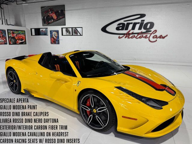 2015 Ferrari 458 Speciale Aperta Giallo Modena paint, painted stripes, Rosso Dino accents AND MUCH MORE!!! Fort Lauderdale FL
