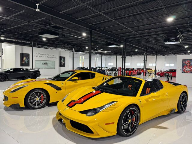 2015 Ferrari 458 Speciale Aperta Giallo Modena paint, painted stripes, Rosso Dino accents AND MUCH MORE!!! Fort Lauderdale FL