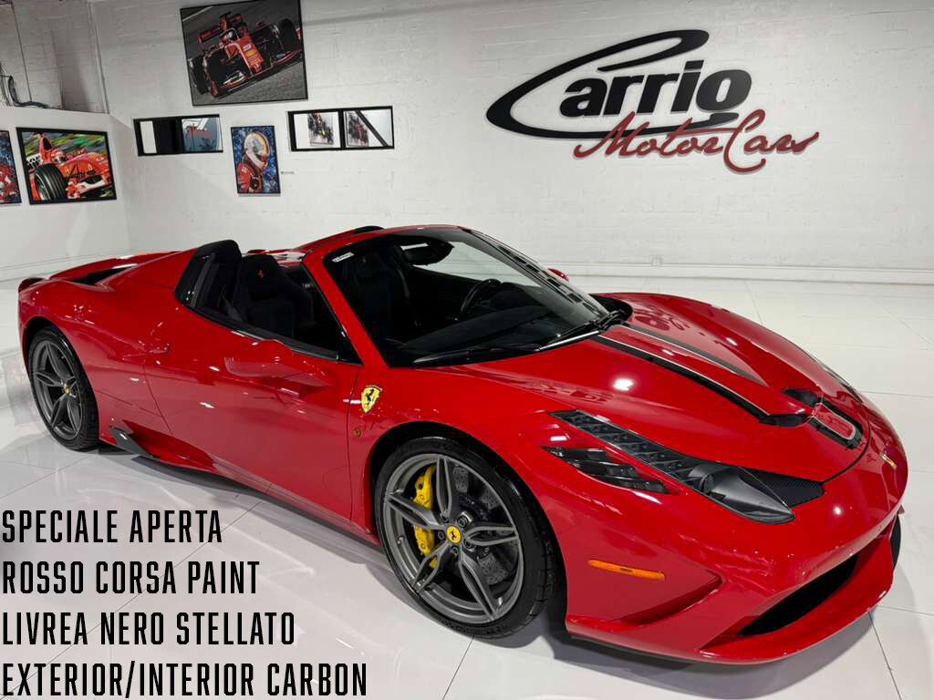 2015 Ferrari 458 Speciale Aperta Rosso Corsa paint, Livrea Nero Stellato, carbon racing seats AND MUCH MORE!!! Fort Lauderdale FL