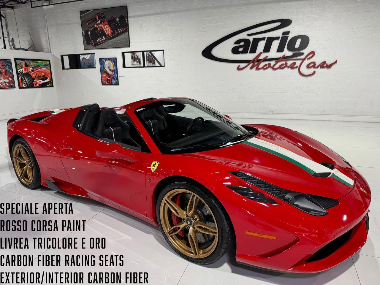 2015 Ferrari 458 Speciale Aperta Rosso Corsa paint, Livrea Tricolore E Oro, carbon racing seats AND MUCH MORE!!