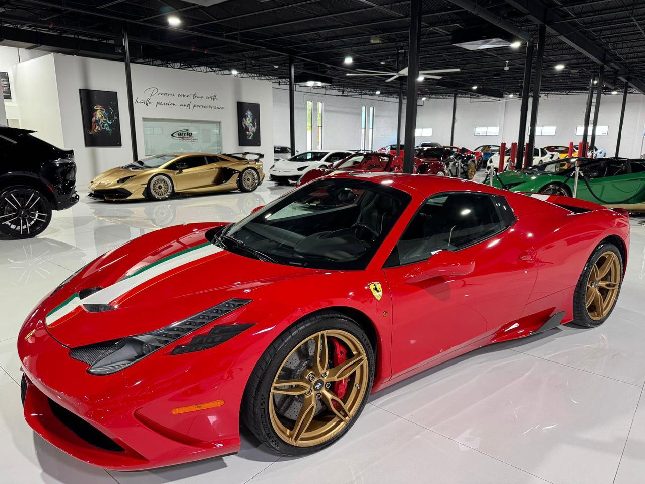 2015 Ferrari 458 Speciale Aperta Rosso Corsa paint, Livrea Tricolore E Oro, carbon racing seats AND MUCH MORE!! Fort Lauderdale FL