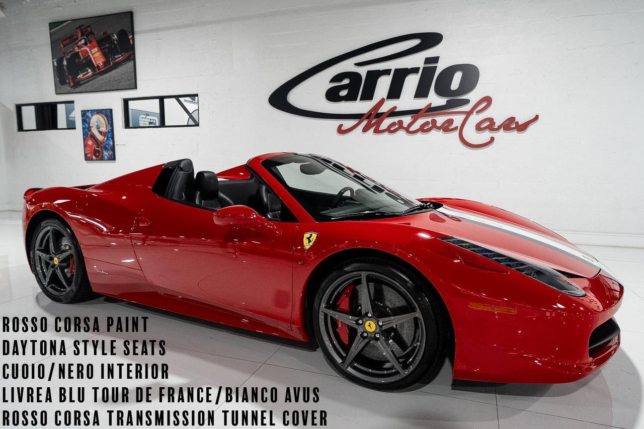2015 Ferrari 458 Spider Rosso Corsa paint, painted stripe, Daytona seats, Extra-Range interior options AND MUCH MORE!!