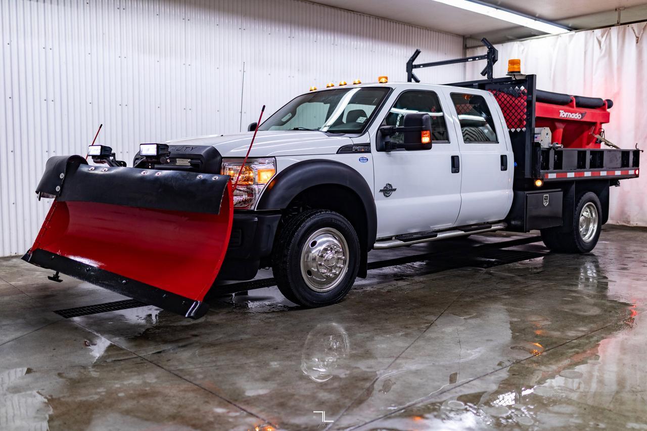 2015 Ford F-550 4x4 Crew Cab XL Plow Sander Tilt Deck Diesel Red Deer AB