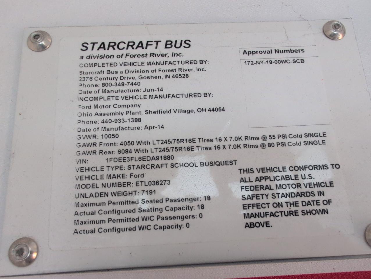 2015 Ford Starcraft QUEST SRW