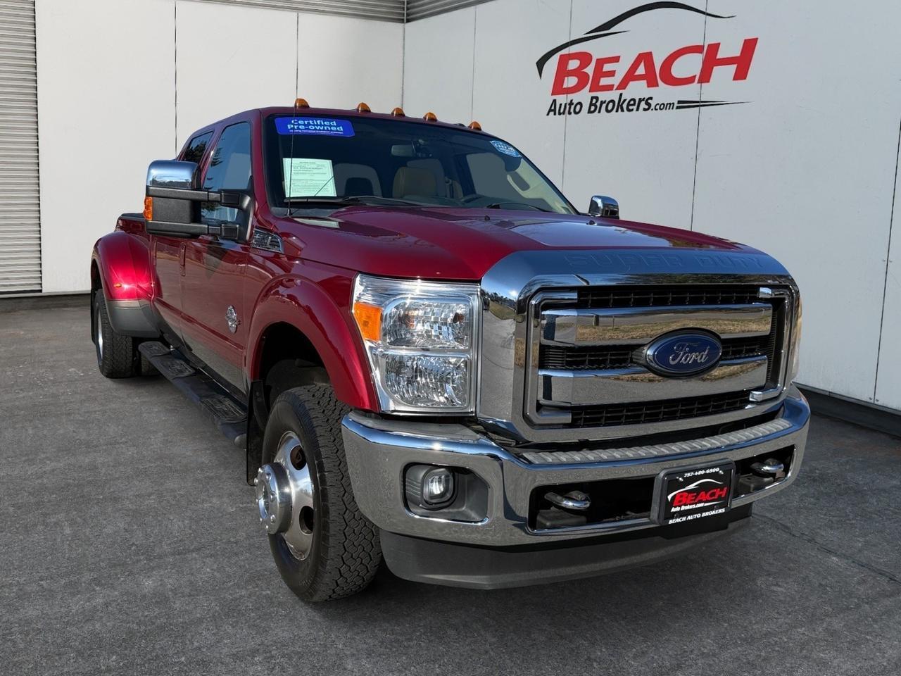 2015 Ford Super Duty F-350 DRW Lariat, REMOTE KEYLESS ENTRY, TOW PACKAGE, TOW HOOKS, POWER AND HEATED MIRRORS W/ TURN SIGNALS, USB, AUX, SUNROOF, RUNNING BOARDS, TONNEAU COVER, LOW MILES, THIS IS A GREAT TRUCK FOR A GREAT PRICE!