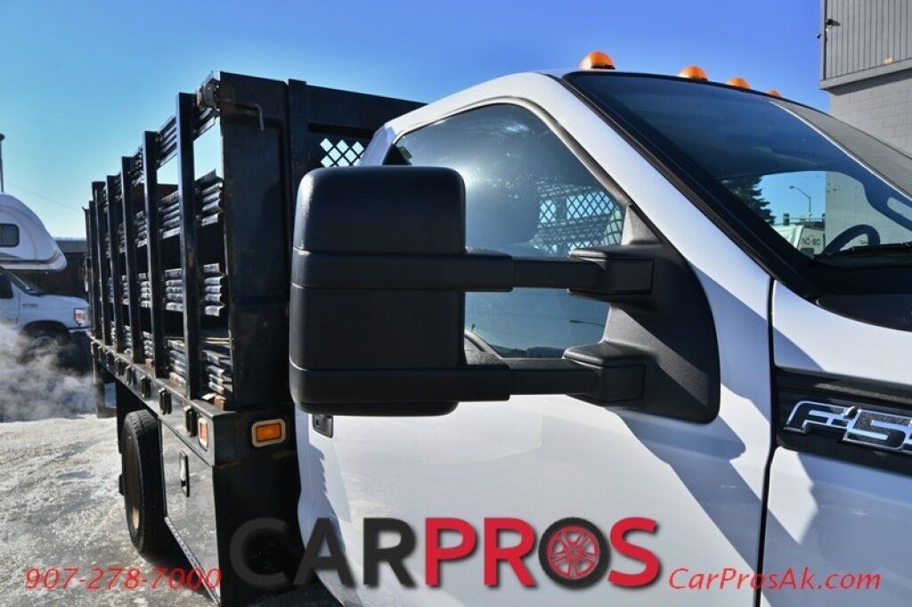 2015 Ford Super Duty F-550 XL - 6.8L V10 - 4X4 - Dually - Single Cab - 152 Stake bed w/ Waltco Power Lift System - Roughneck Storage Boxes - Tow Mirrors - Cruise Control - Air Conditioner - AUX - 1 Owner - Low Miles Anchorage AK