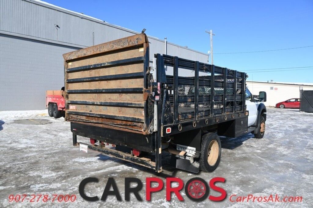 2015 Ford Super Duty F-550 XL - 6.8L V10 - 4X4 - Dually - Single Cab - 152 Stake bed w/ Waltco Power Lift System - Roughneck Storage Boxes - Tow Mirrors - Cruise Control - Air Conditioner - AUX - 1 Owner - Low Miles Anchorage AK
