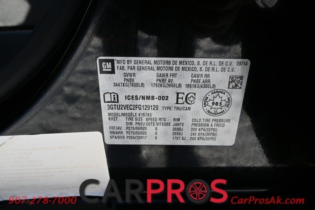 2015 GMC Sierra 1500 SLT - 4X4 - Crew Cab - 5.3L V8 - Heated & Cooled Leather Seats - Remote Start - Keyless Entry - Navigation - Bluetooth - Bose Speakers - Backup Camera - Sunnroof - Tow Pkg Anchorage AK