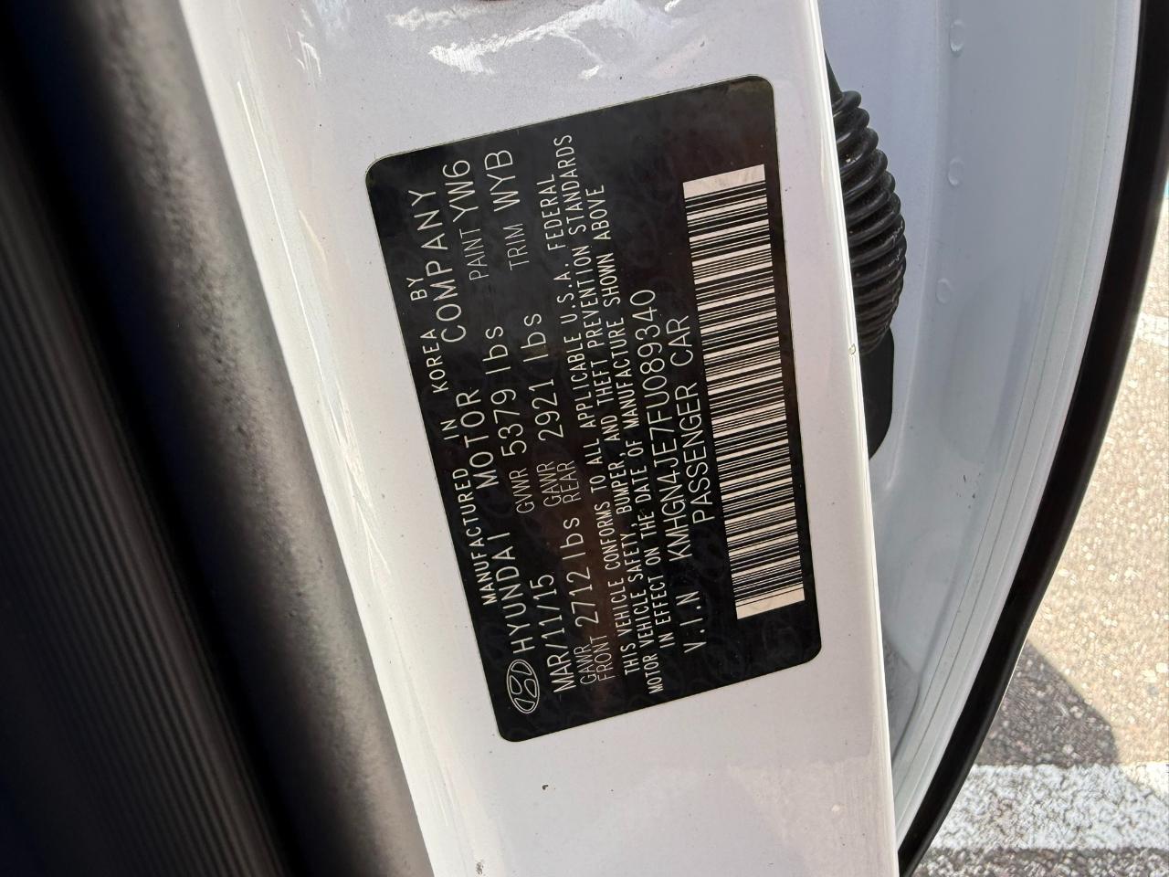 2015 Hyundai Genesis 4dr Sdn V6 3.8L RWD Jacksonville FL