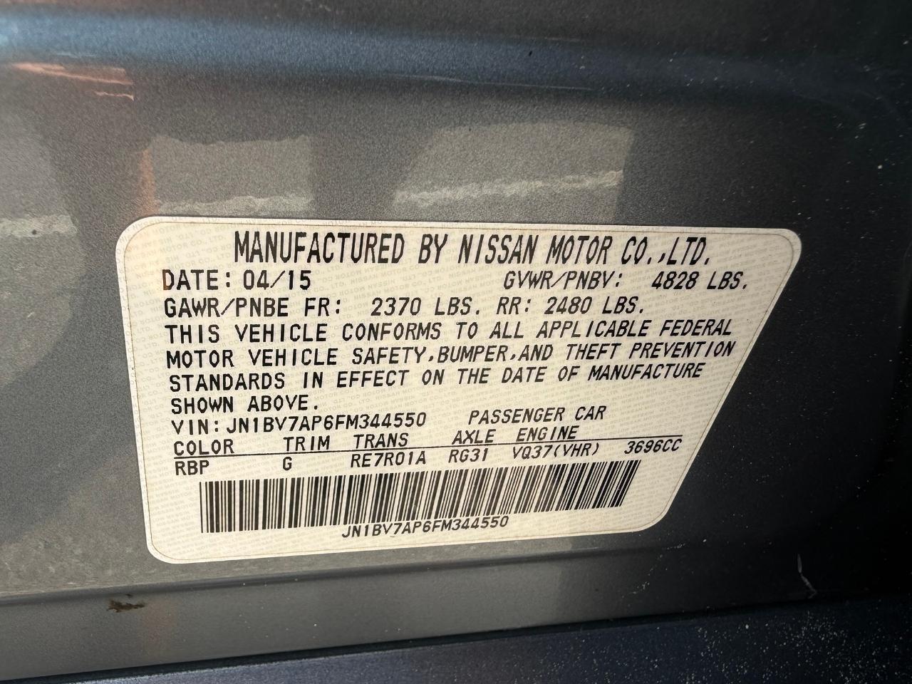 2015 Infiniti Q50 4dr Sdn Premium RWD Jacksonville FL