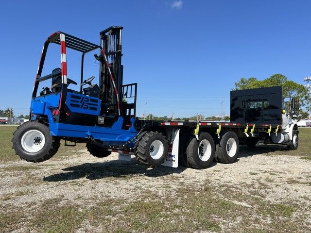2015 International WorkStar 4700 SBA 24' Steel Flatbed Truck with 5,000 capacity Truck Mounted Forkli Homestead FL