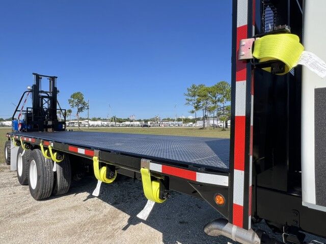 2015 International WorkStar 4700 SBA 24&apos; Steel Flatbed Truck with 5,000 capacity Truck Mounted Forkli Homestead FL