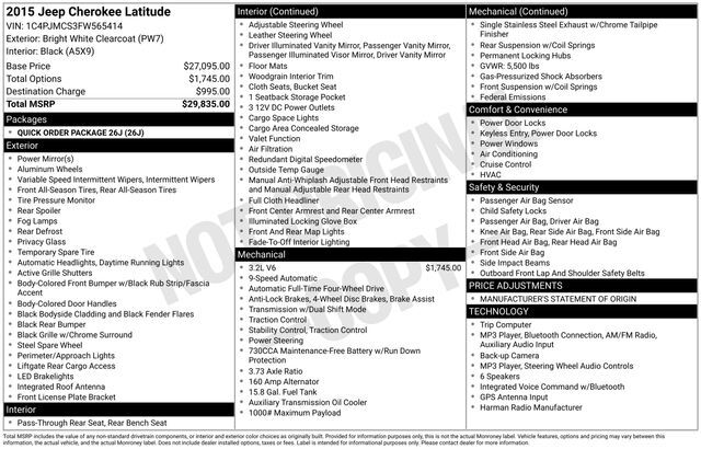 2015 Jeep Cherokee Latitude Raleigh NC