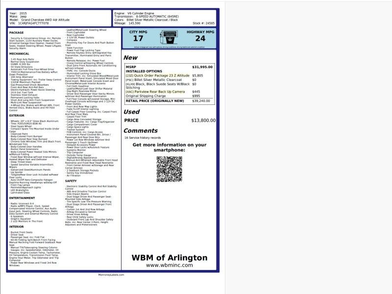 2015 Jeep Grand Cherokee Altitude 4WD