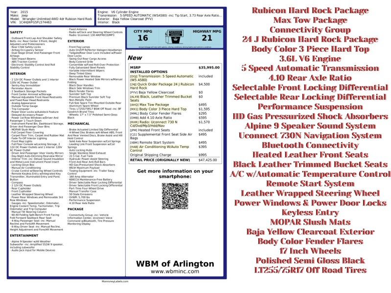 2015 Jeep Wrangler Unlimited Rubicon Hard Rock 4WD