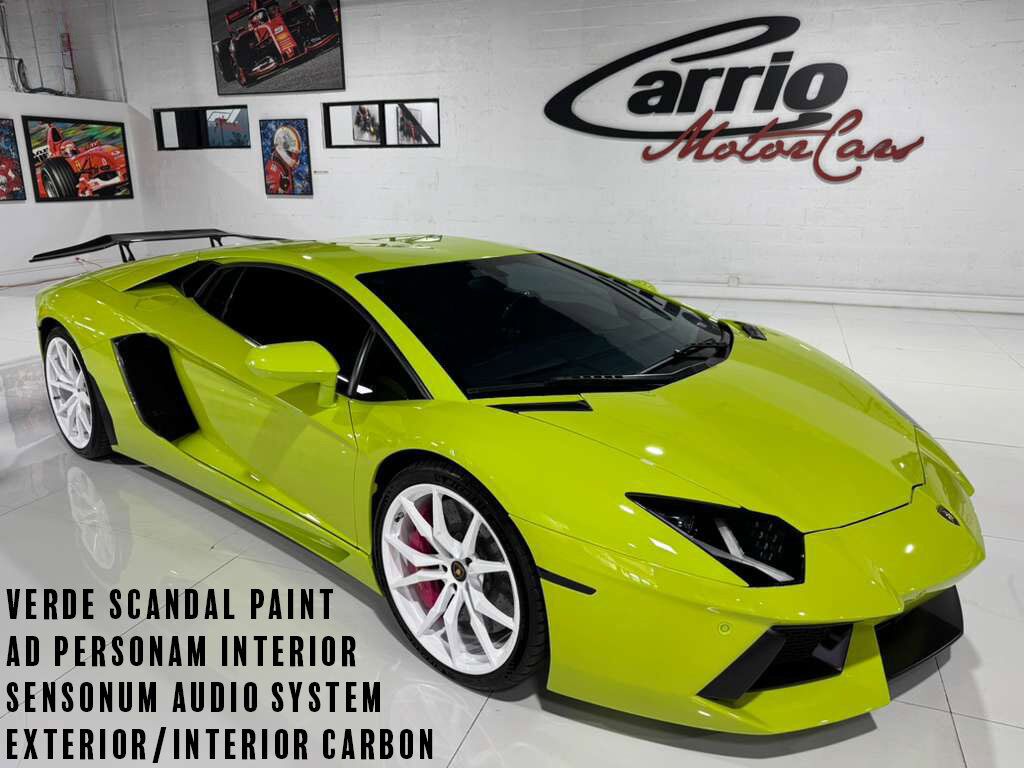 2015 Lamborghini Aventador Verde Scandal paint, Ad Personam interior, Sensonum audio, carbon galore AND MORE!!