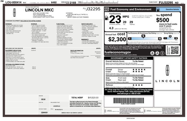 2015 Lincoln MKC Base Raleigh NC