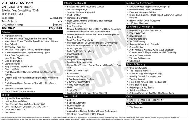 2015 MAZDA Mazda6 i Sport Raleigh NC