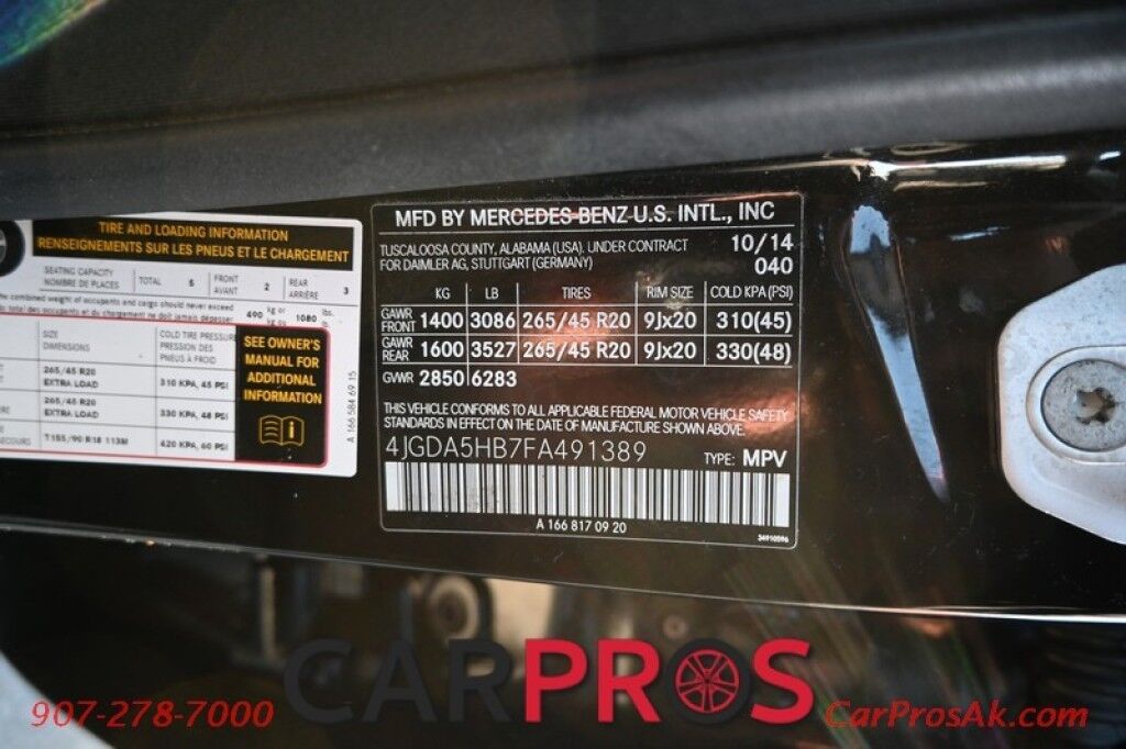 2015 Mercedes-Benz ML 350 4Matic - AWD - Premium Pkg - Power & Heated Leather Seats - Navigation - Bluetooth - Backup Camera - Dual Zone Climate - Fog Lights - Fixed Running Boards - Keyless Entry - Aluminum Wheels - Tow Pkg - 1 Owner Anchorage AK