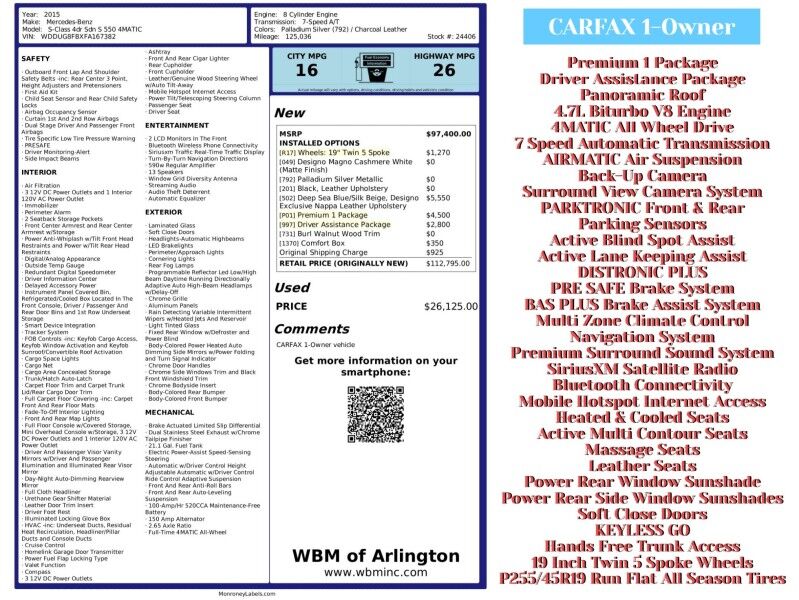 2015 Mercedes-Benz S-Class S 550 4MATIC