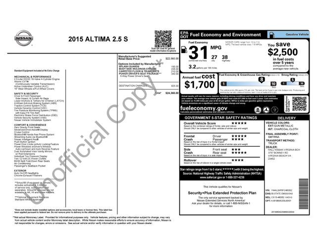 2015 Nissan Altima 2.5 S Raleigh NC