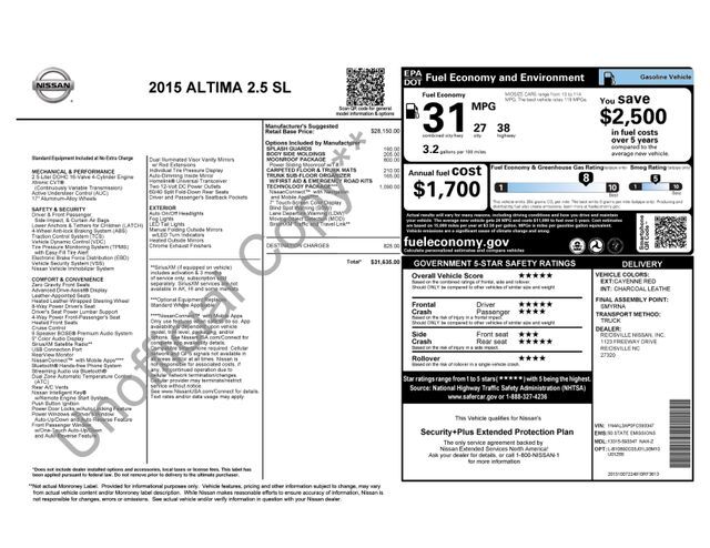 2015 Nissan Altima 2.5 SL Raleigh NC