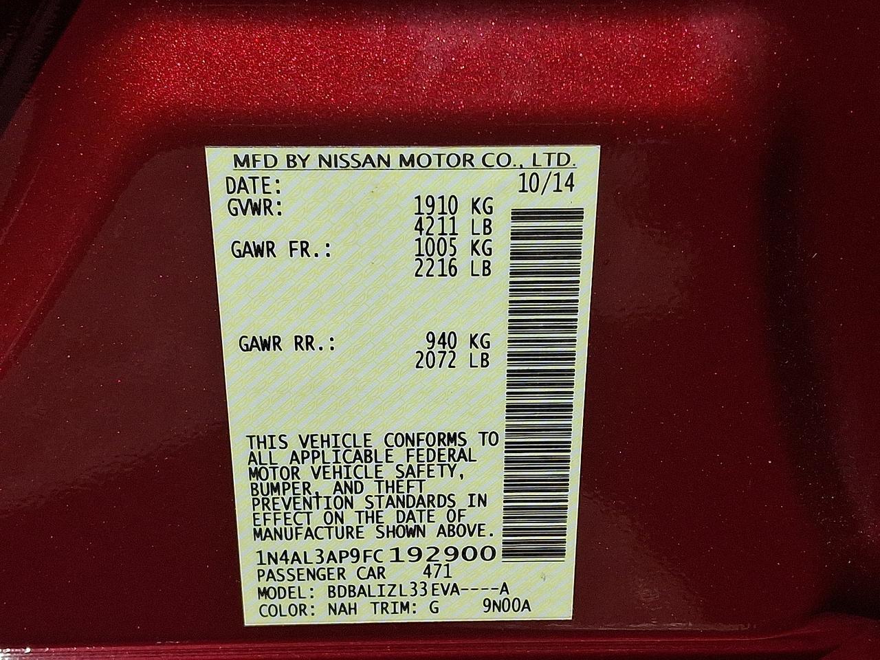 2015 Nissan Altima 2.5 SV Vineland NJ