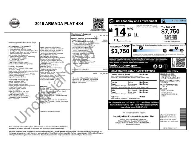 2015 Nissan Armada Platinum Raleigh NC