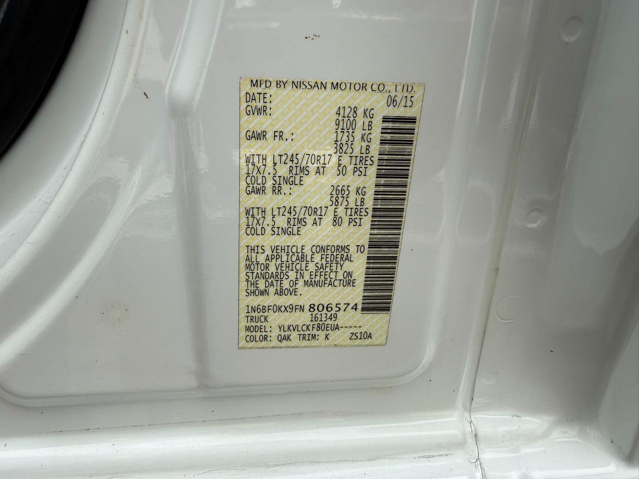 2015 Nissan NV Standard Roof 2500 V6 S Jacksonville FL