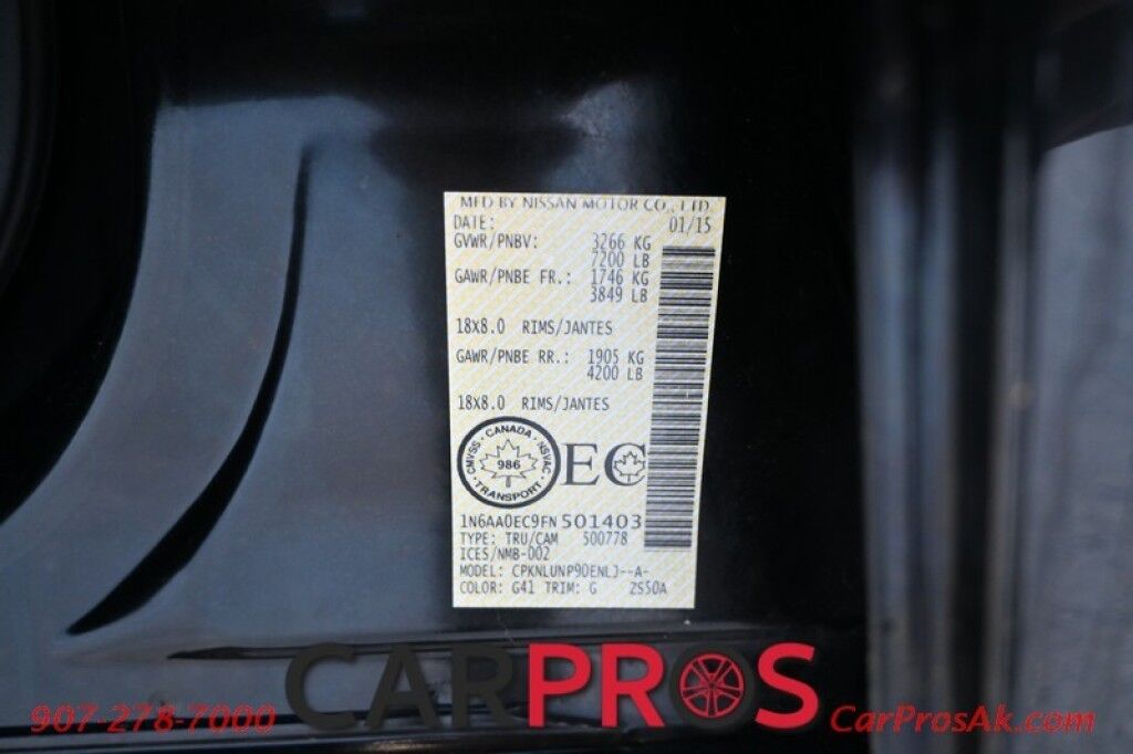 2015 Nissan Titan PRO-4X - 4X4 - 5.6L V8 - Crew Cab - Navigation - Bluetooth - Block Heater - Fog Lights - Keyless Entry - Backup Camera - Rear Backup Sensors - Bedliner - Tow Package Anchorage AK