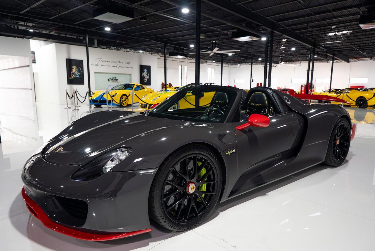 2015 Porsche 918 Spyder 1-of-1, Weissach Package, PTS Grey Black paint, Guards Red accents, Burmester audio AND MUCH MORE!!