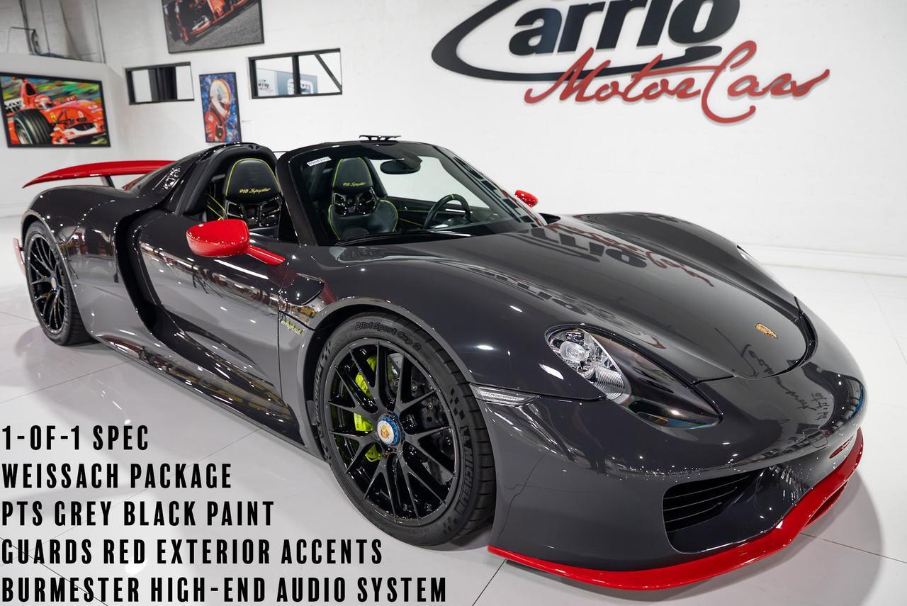 2015 Porsche 918 Spyder 1-of-1, Weissach Package, PTS Grey Black paint, Guards Red accents, Burmester audio AND MUCH MORE!!