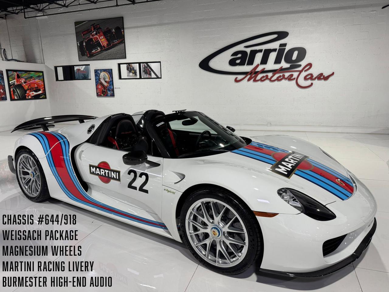 2015 Porsche 918 Spyder Weissach Package, Martini livery, mag wheels, Burmester audio AND MUCH MORE!!! Fort Lauderdale FL