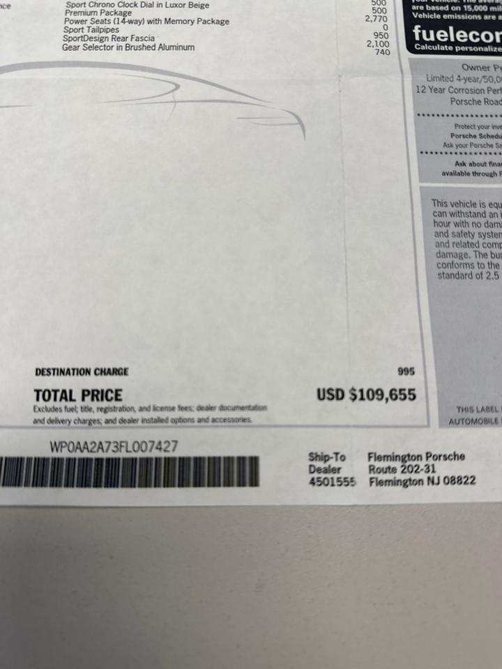 2015 Porsche Panamera 4 AWD $109,665 MSRP Burmester Audio West Chester PA