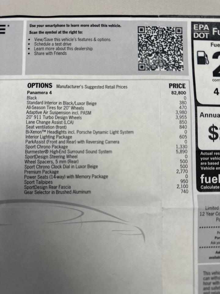 2015 Porsche Panamera 4 AWD $109,665 MSRP Burmester Audio West Chester PA