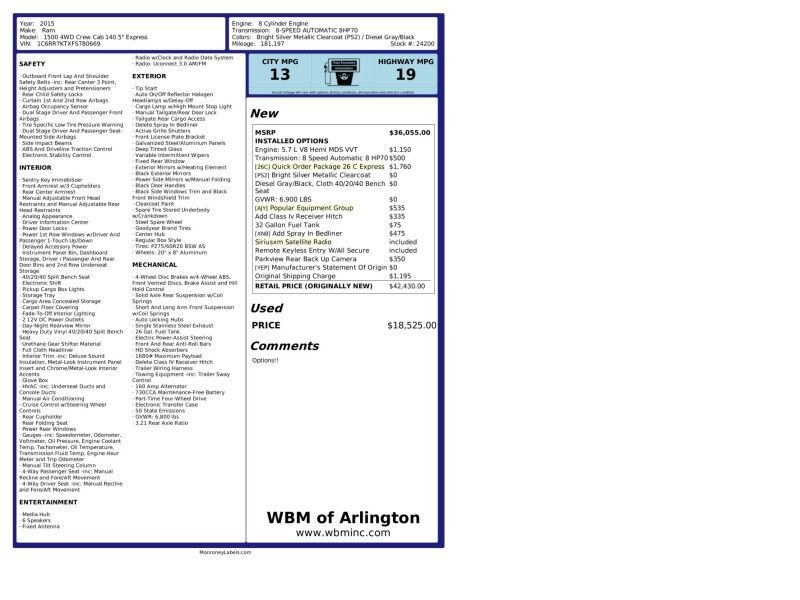 2015 Ram 1500 Express Crew Cab 4WD Arlington VA