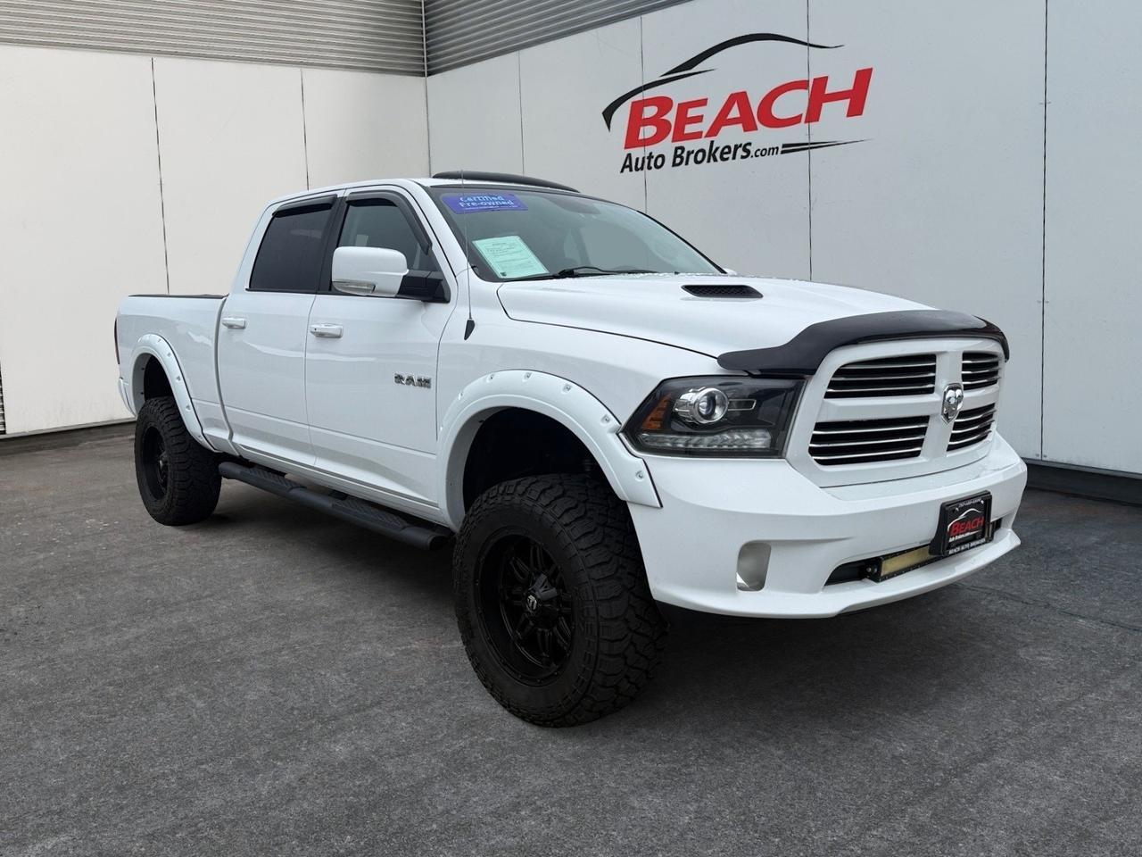 2015 Ram 1500 Sport, HEATED/VENTILATED SEATS, ALPINE SPEAKERS, SUNROOF, BLUETOOTH, UNIVERSAL GARAGE DOOR OPENER, HEATED STEERING WHEEL, POWER/HEATED MIRRORS, POWER FOLDING MIRRORS, TOW PACKAGE, BED LINER, CLEAN CARFAX! Norfolk VA