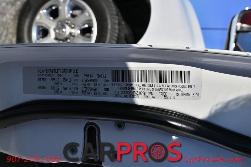 2015 Ram 3500 Laramie - 4X4 - 6.4L V8 - Crew Cab - Front Heated & Cooled Leather Seats - Heated Steering Wheel - 2nd Row Heated Seats - Remote Start - Navigation - Sunroof - Bluetooth - Backup Camera - Ram Storage Box - Bedliner - Tow Pkg Anchorage AK