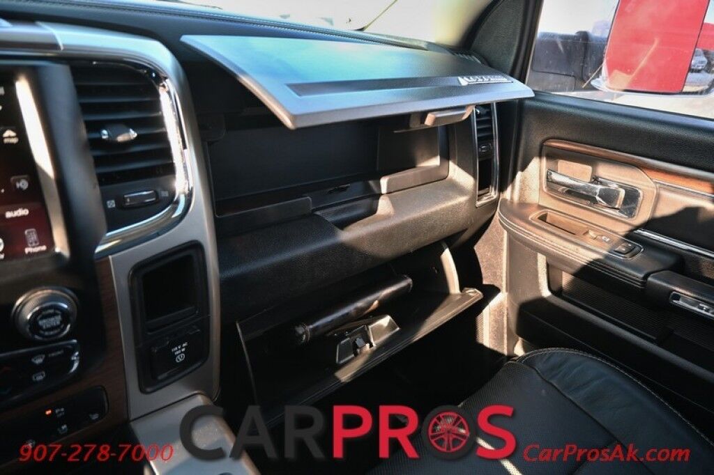 2015 Ram 3500 Laramie - 6.4L V8 - 4X4 - Power Leather Heated Seats - Heated Steering Wheel - 2nd Row Heated Seats - Remote Start - Bluetooth - NAV - Backup Camera - Sunroof - Ram Storage Box - Bedliner - Brake Controller - Tow Pkg Anchorage AK